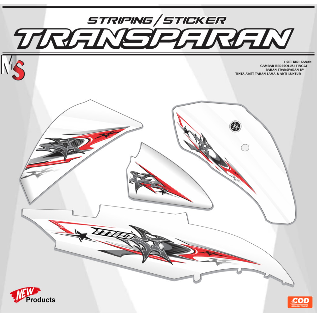 VARIATION / TRANSPARENT STRIPING STICKER YAMAHA MIO J/GT SIMPLE DESIGN MOTIF MS06 /