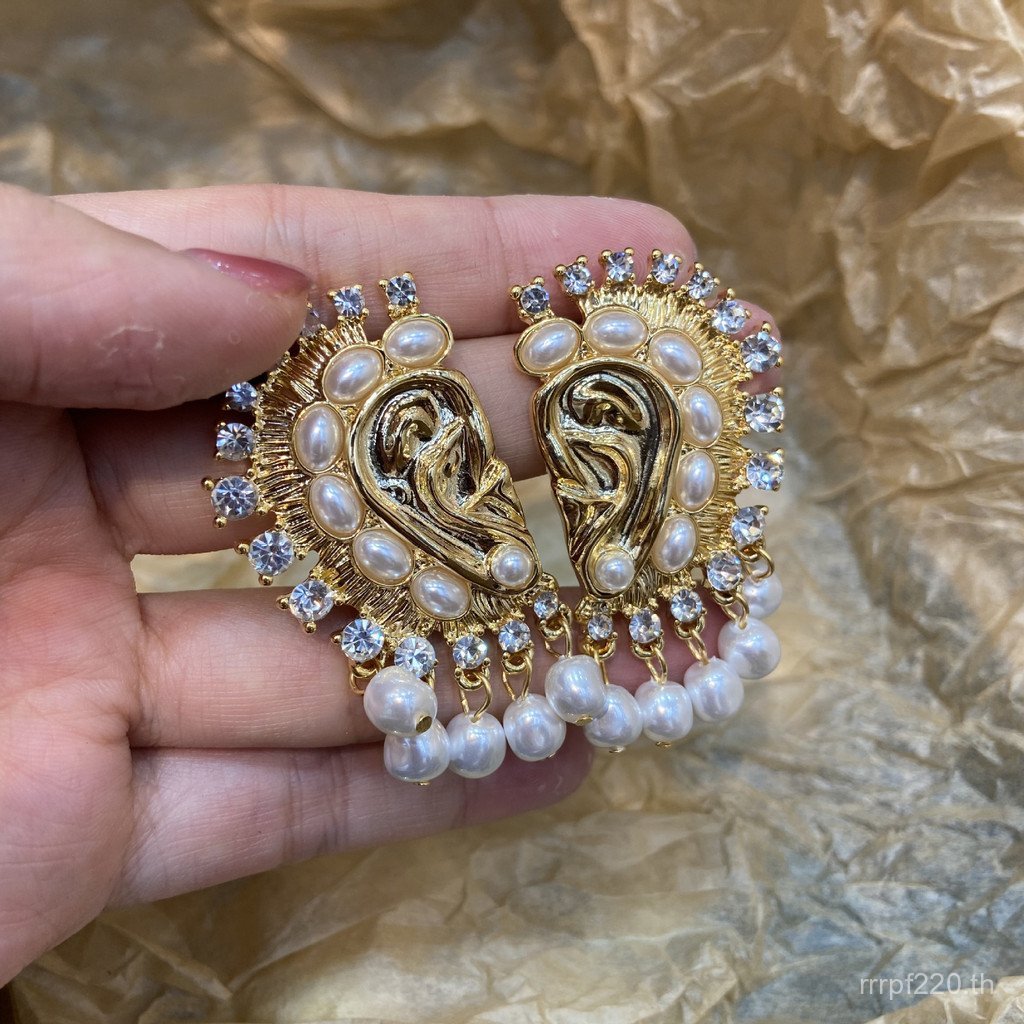 ต่างหูคลาสสิก retro สไตล์ vintage เพชรสังเคราะห์ประดับพู่ ในแบบยุคกลาง 2NDU