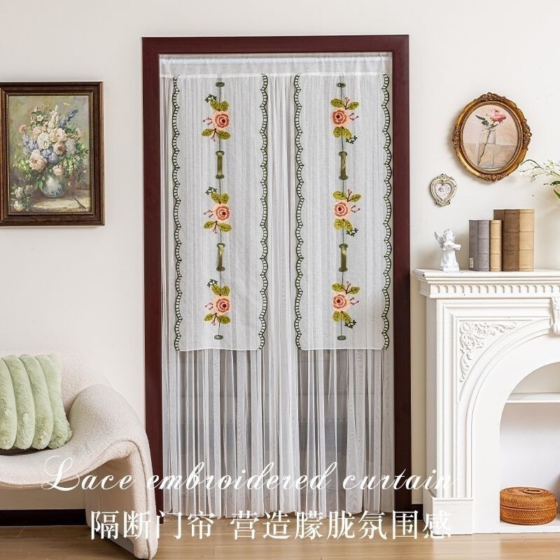 Hot SellingLace Embroidered Door Curtain Gauze Curtain Four Seasons Universal Partition Curtain High
