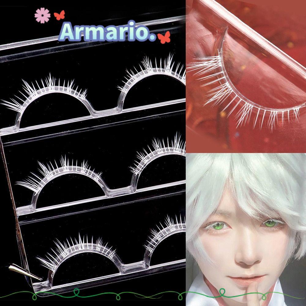 ARMARIO White Lashes, นํากลับมาใช้ใหม่ปาร์ตี้สวมหน้ากากคอสเพลย์ขนตาสีขาว, ดูธรรมชาติฮาโลวีน White Ma