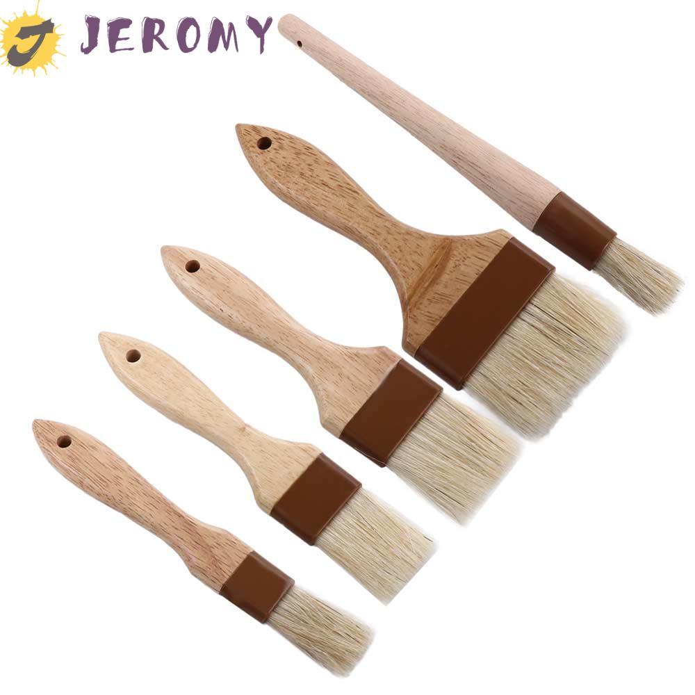JEROMY Pastry Brush BBQ ทําอาหารด้ามไม้หมูป่าขนแปรงย่างเครื่องมือหมัก