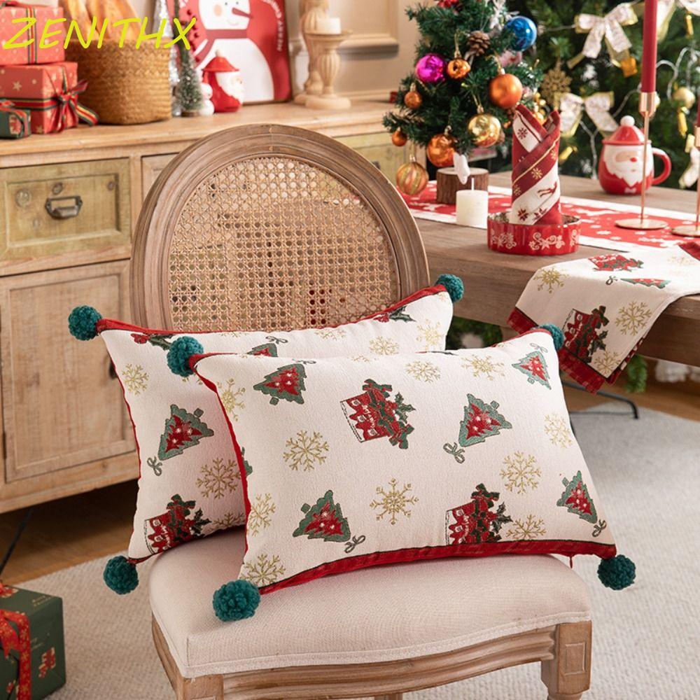 Zenithx ปลอกหมอนคริสต์มาส Jacquard Elk ดีไซน์โมเดิร์น สำหรับตกแต่งห้องนั่งเล่นหรือสำนักงาน