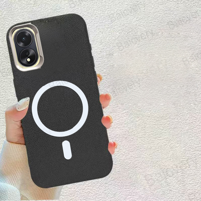 สําหรับ OPPO A38 CPH2579 / A18 CPH2591 แฟชั่นหนัง PU นุ่มฝาหลังพร้อมสติกเกอร์แม่เหล็ก