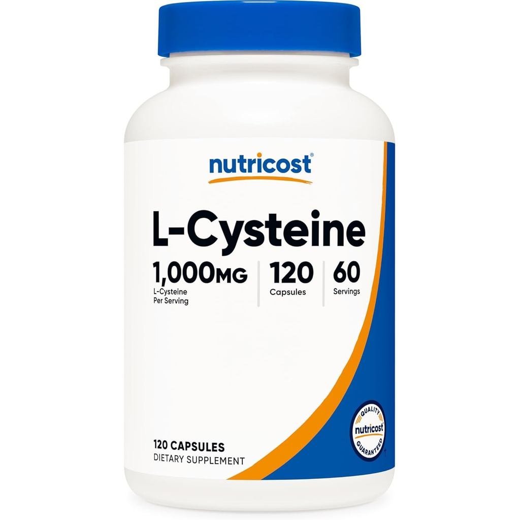 Nutricost L-Cysteine 1000mg, 120 แคปซูล - ไม่ใช่จีเอ็มโอ, อาหารเสริมกลูเตนฟรี, 500mg ต่อแคปซูล