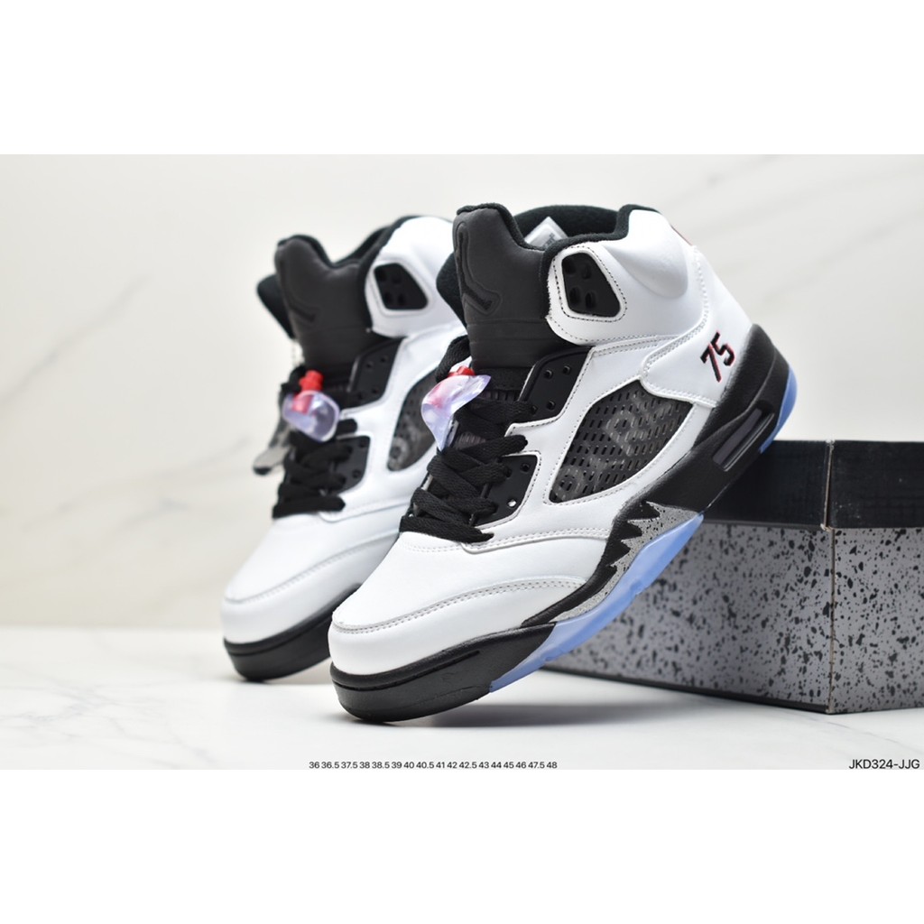 ของแท้ "Jordan AJ5 Generation Mid-Top Retro Casual Culture Basketball Shoes" Black White Oreo "