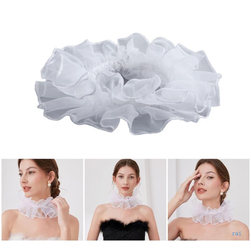 Rai Vintage ตาข่าย Gauze Ruffle ที่ถอดออกได้เท็จ Collar Renaissances คอเล็ก Ruff