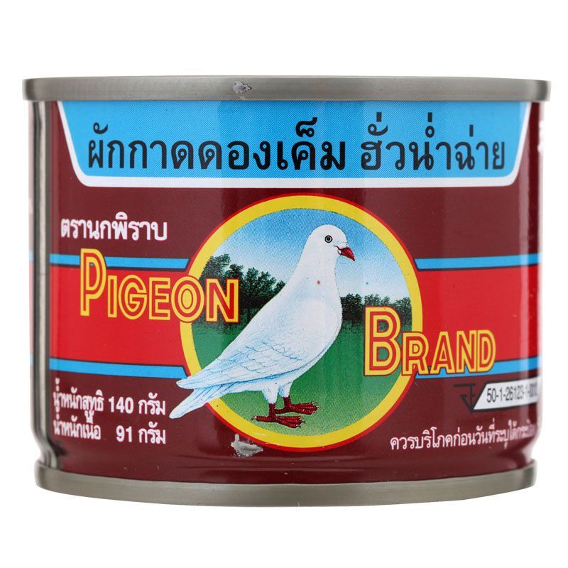 นกพิราบผักกาดดองเค็มฝาดึง 140กรัม Pigeon Mustrad Pickld 140G [หมายเลขบาร์โค้ด 8850035000214 ]