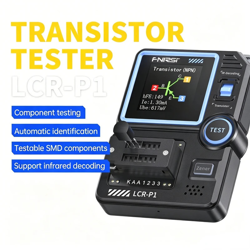 FNIRSI LCR-P1 เครื่องทดสอบทรานซิสเตอร์แบบพกพา,หน้าจอสี LCR Meter สําหรับไดโอด MOSFET Resistor Capaci