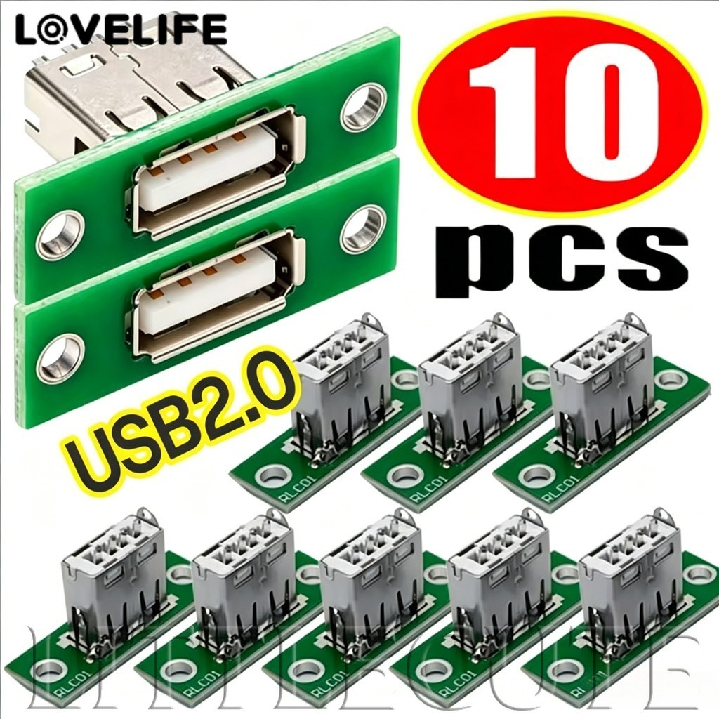 [AUTO&3C] 2/5/10PCS - USB 2.0 พร้อมขั้วต่อบอร์ดคงที่ขั้วต่อสายไฟ DIY แผงซ่อมการติดตั้งอินเทอร์เฟซการชาร์จสําหรับวงจร Modificate /ราคาดี