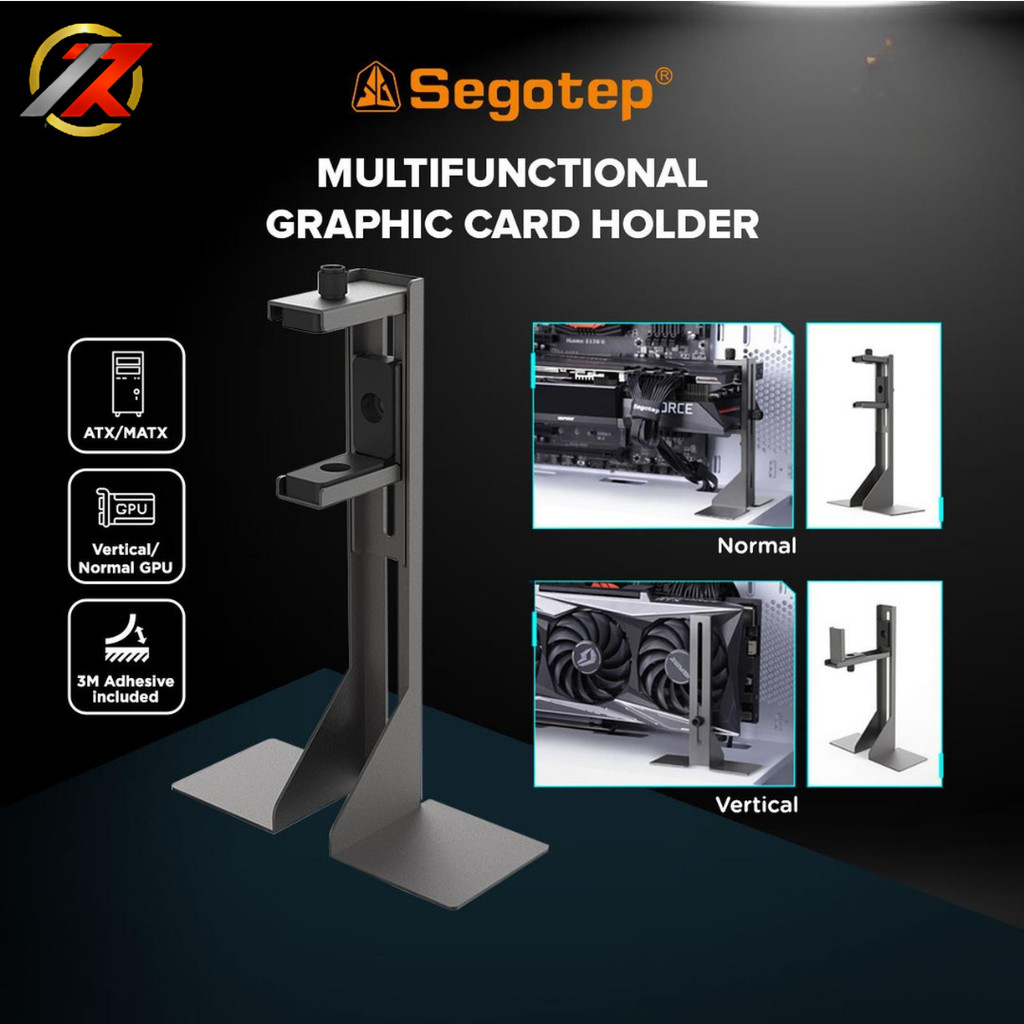 SEGOTEP ขายึด GPU มัลติฟังก์ชั่นป้องกัน Sag (ที่วางแนวตั้ง/แนวนอน) | ที่ยึด VGA GPU Bracket ตั้ง/แนว