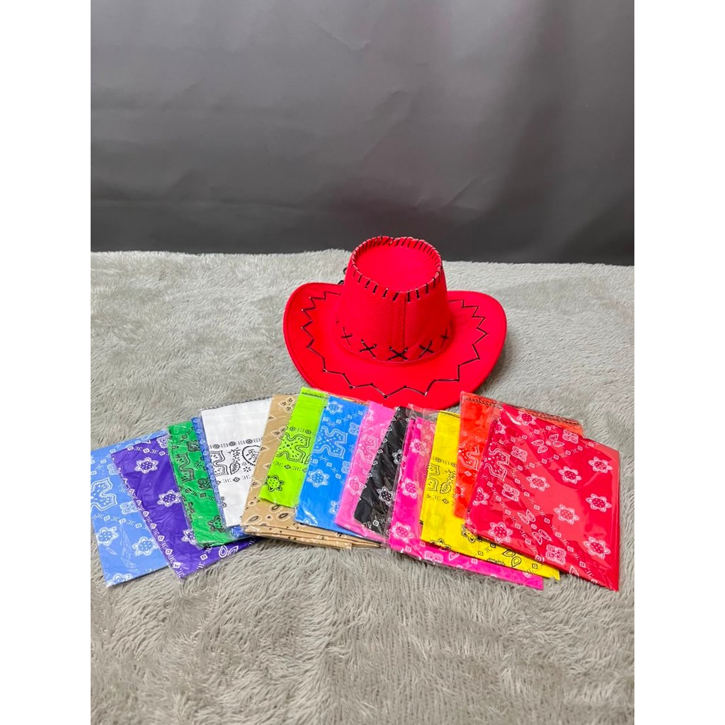 MERAH KIDS หมวก COWBOY สีแดง | COWBOY SCARF | หมวก UNISEX KIDS COWBOY COSTUME