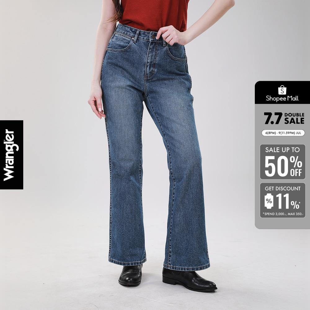 WRANGLER กางเกงยีนส์ผู้หญิง คอลเลคชั่น Wrangler Legends เอวสูง ทรงขาม้า รุ่น WR S126WBOTN04 สียีนส์กลาง