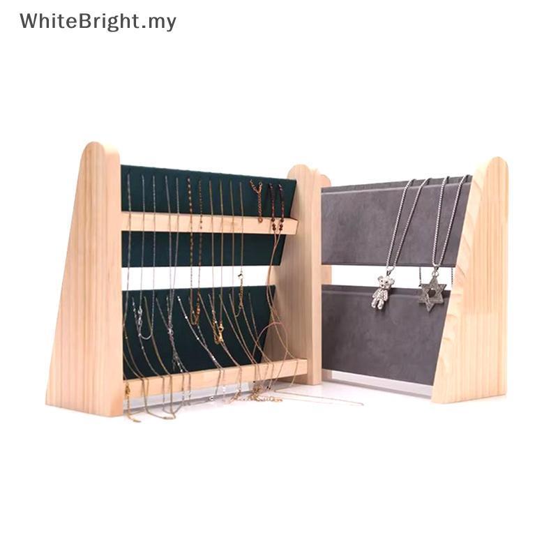 AF1 WBMY 2 ชั้นไม้รูปร่างลาดเครื่องประดับสร้อยคอจี้สร้อยข้อมือ Organizer ขาตั้งผู้ถือ Rack ตู้โชว์ถา