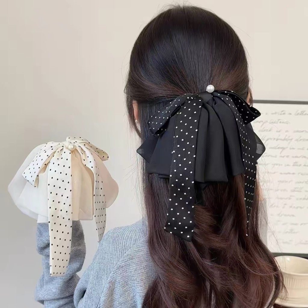 กิ๊บหนีบผม โบว์ลายจุด มาใหม่ พร้อมส่งจากไทย