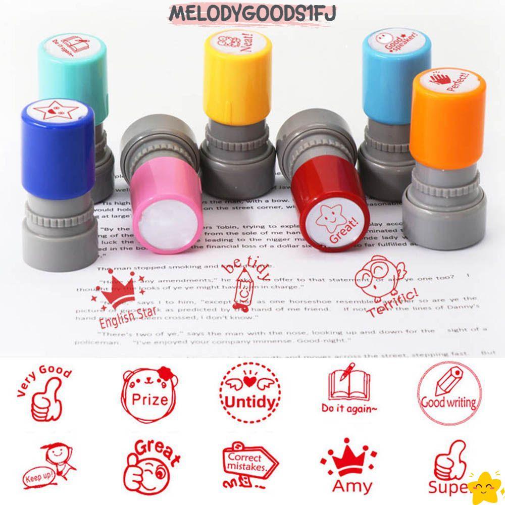 MELODYGOODS1FJ Commentary แสตมป์ Self-ink นักเรียนการ์ตูนแสตมป์ Scrapbooking Stamper ของเล่นเด็กเด็กซีลการสอนแสตมป์