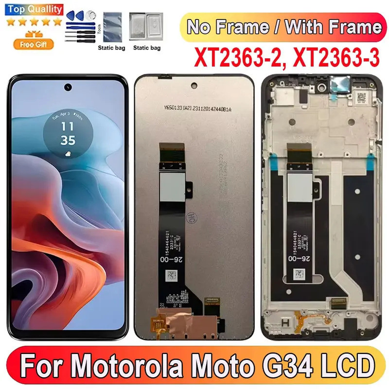 6.5 สําหรับ Motorola G34 จอแสดงผล LCD หน้าจอสัมผัส Digitizer อะไหล่สําหรับ Motorola Moto G34 หน้าจอก