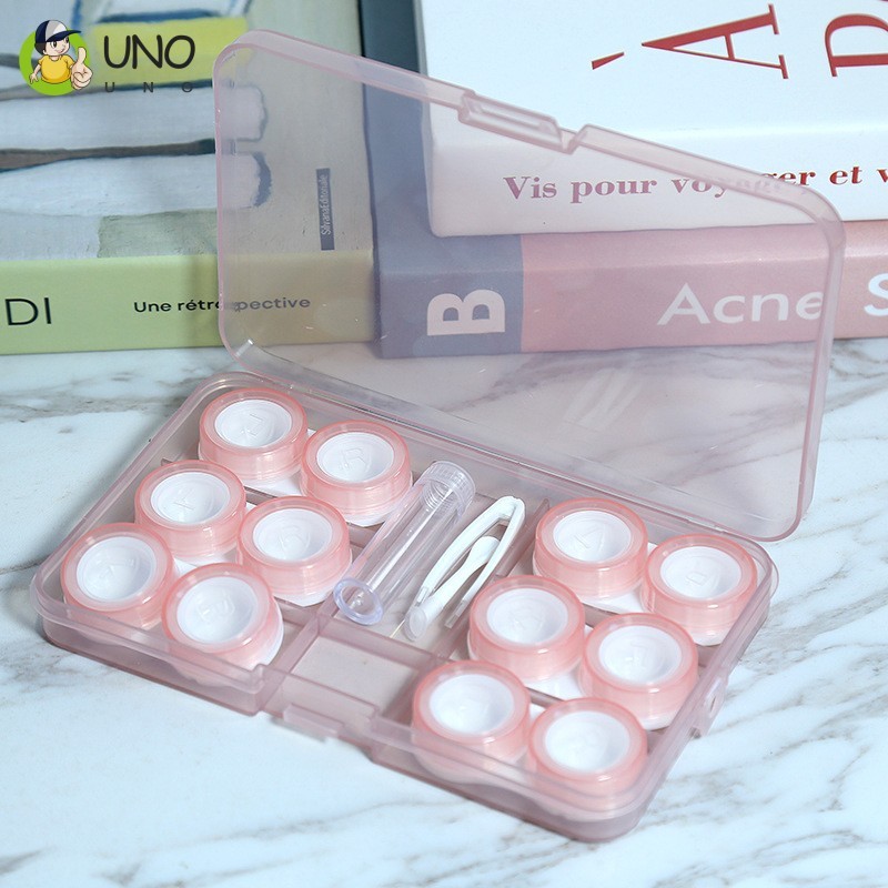 กล่องใส่คอนแทคเลนส์ 6 ชิ้นพร้อมแหนบและ ผู้สมัคร โปร่งใส ซม012 สําหรับที่เก็บเลนส์สี