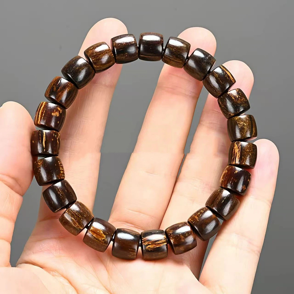 สร้อยข้อมือไม้กฤษณาปาปัวธรรมชาติ กลิ่นหอม เก่าแก่ ดีไซน์ตัดตรง สไตล์วินเทจ ชายหญิง งานประณีต สวมใส่สบาย ส่งเร็ว