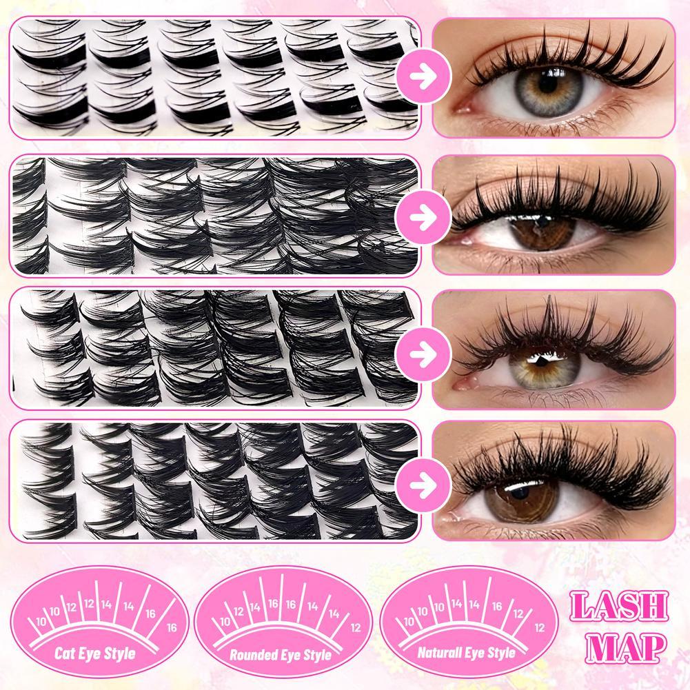 30D, 40D, 50D Segmented False Eyelash Set, สไตล์ใหม่, 300 Eyelashes Clusters Of Q7Y0