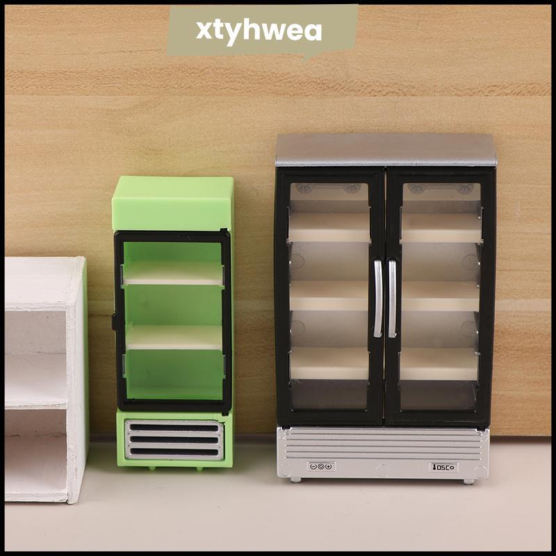 Xtyhweapz 1/12 ตุ๊กตาจําลองตู้เย็นตู้แช่แข็งตุ๊กตา Mini เฟอร์นิเจอร์อุปกรณ์เสริมตุ๊กตาตกแต่งบ้านของเล่น Jelly