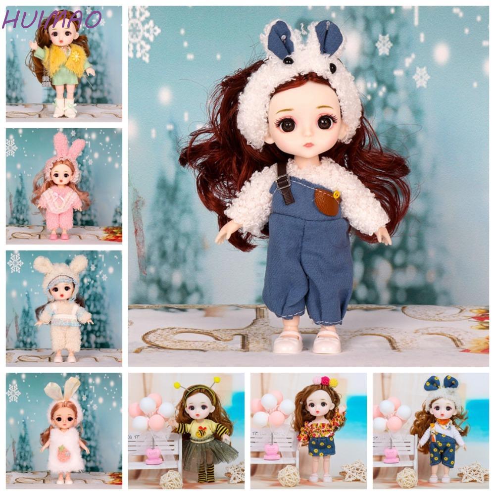 HUIMAO 16 ซม.BJD,ตาโตเคลื่อนย้ายได้น่ารักตุ๊กตาBJD,ตุ๊กตาBJD 1/12 ขนาด 16 ซม.รูปหวานBjd Mini 16 ซม.ต