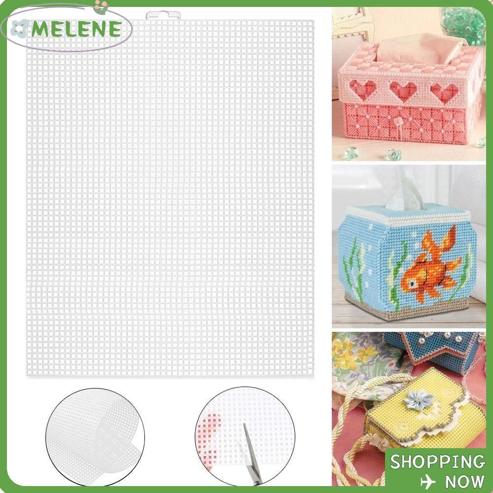 MELENE Bag Mesh Grid, 7CT 33.5x26CM Mesh Canvas, Handbag Accessories Plastic White Black Bag Rug เส้