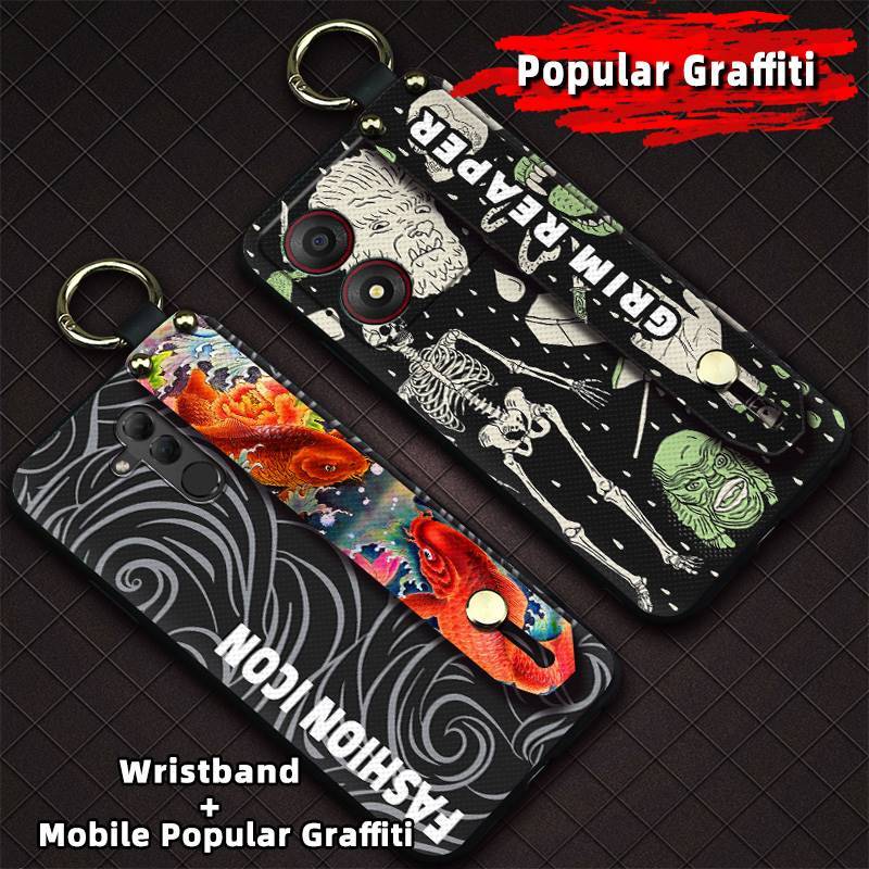 ที่วางโทรศัพท์ Dirt-proof เคสโทรศัพท์สําหรับ ZTE Blade A34 แหวน Graffiti ออกแบบแฟชั่นกันกระแทกกันน้ํ