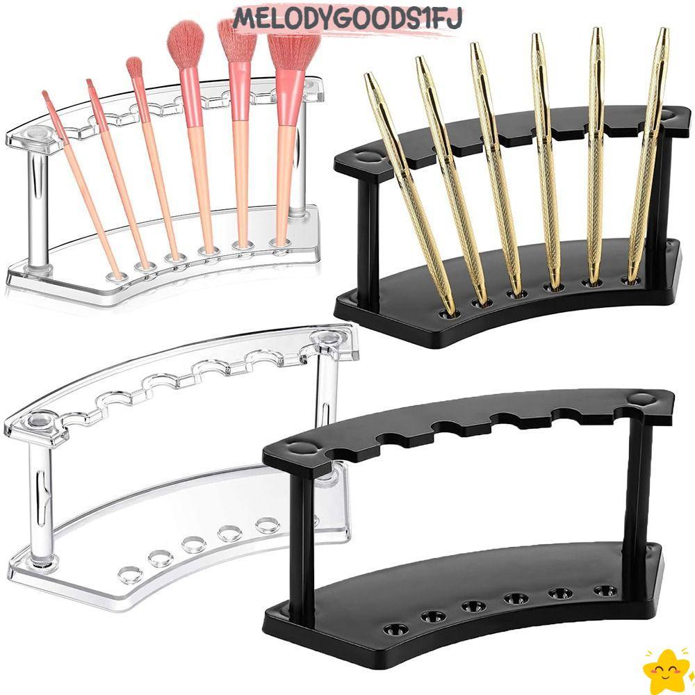 MELODYGOODS1FJ ที่ใส่ปากกาแนวตั้ง,โต๊ะOrganizerพลาสติก 6-สล็อตผู้ถือปากกา,คุณภาพสูงแนวตั้ง 6-สล็อตคิ้วปากกาขาตั้งบ้าน