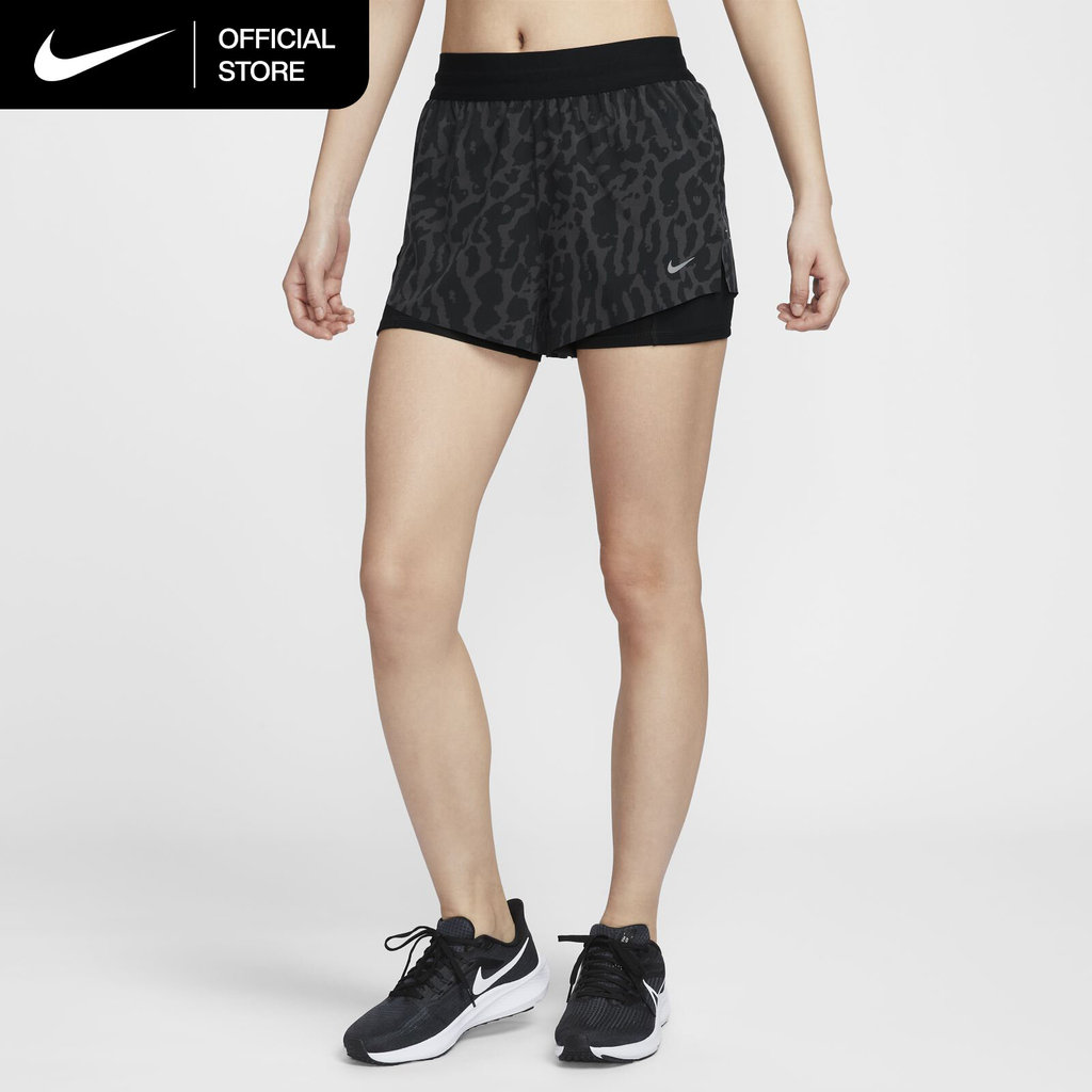 Nike Women's Swift Mid-Rise 2-in-1 Printed Running Shorts - Black [IB5849-010]