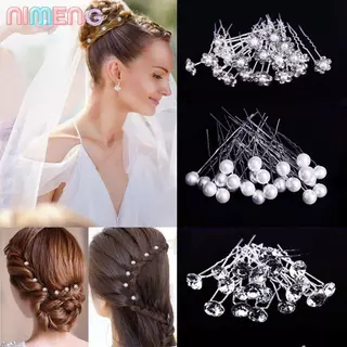 NIMENG 20 ชิ้นดอกไม้ Hairpin Stick งานแต่งงานคริสตัลเพิร์ล Hairpin เจ้าสาว Tiara U รูปคลิปผม
