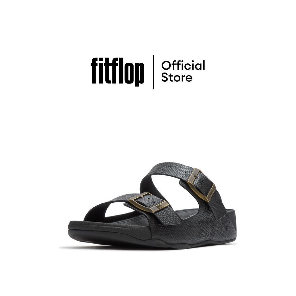 FITFLOP GOGH MOC BUCKLE EMBOSSED-LEATH รองเท้าแตะผู้ชาย รุ่น A3X-001 สี BLACK