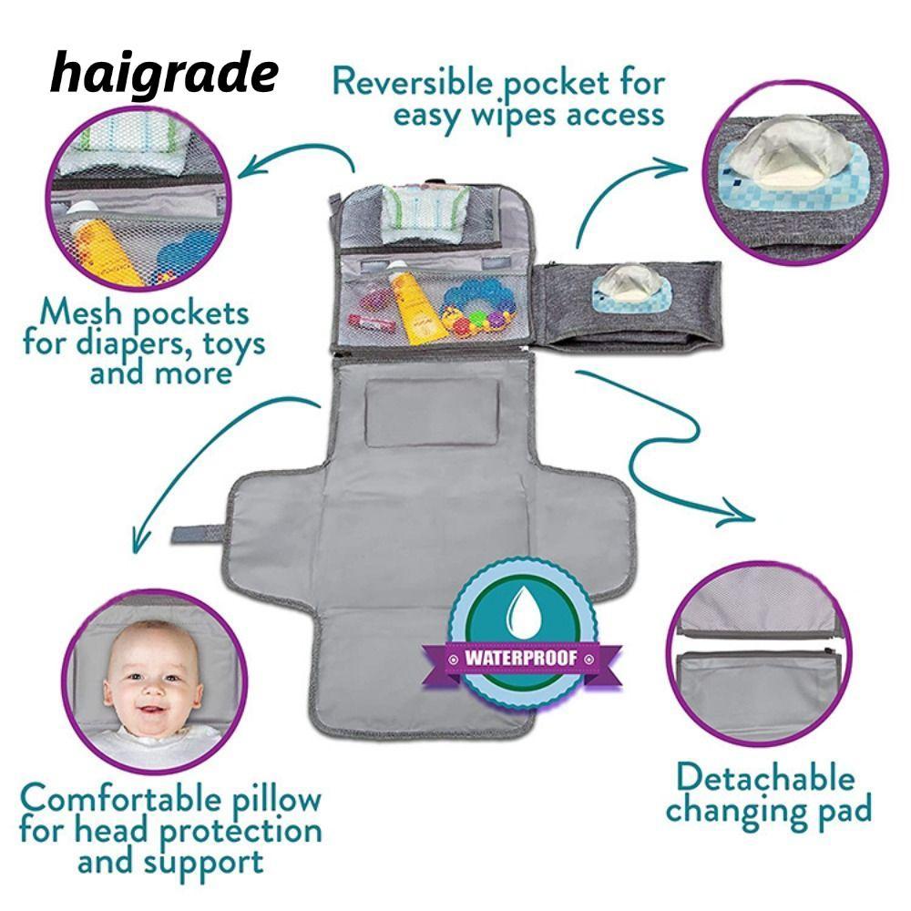 HAIGRADE แผ่นรองเปลี่ยนผ้าอ้อม Baby Essentials Travel Changing Station 2 in 1 กระเป๋าผ้าอ้อม