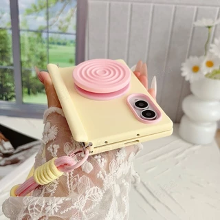 ขาตั้งแม่เหล็กสี Blocking Skin Feel Case สําหรับ Samsung Galaxy Z พับ 8 กว้าง Fold8 Ultra Fold8 กว้าง Ultra Fold 7 Fold7 กันกระแทกแกนป้องกันพร้อม Lanyard สําหรับ Magsafe ฝาครอบ