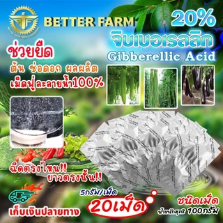 จิ๊บเม็ด จิบเบอเรลลิน Gibberellin จิบเบอเรลลิก แอซิด ชนิดเม็ด Gibberellic Acid20%(GA3)เม็ดฟู่ละลายน้ำ100%/🛒หลายตัวเลือก