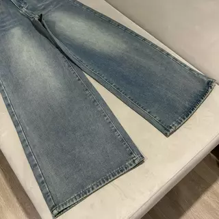 #1989 (XS-6XL) jinjeans กางเกงทรงขากระบอกใหญ่ Baggy สาวอวบ ทรงหลวม ขาบาน เอวสูง (Blue Vintage )