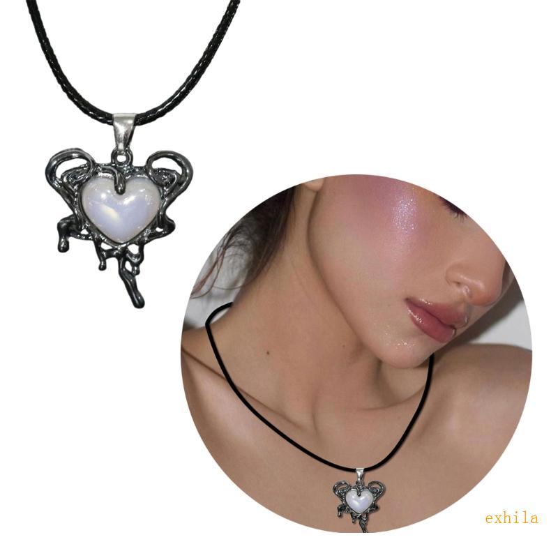 Exhila Gothic Liquid Heart จี้สร้อยคอ Devil Eye Cross Choker Punk Devil Eye Clavicle Chain สําหรับผู
