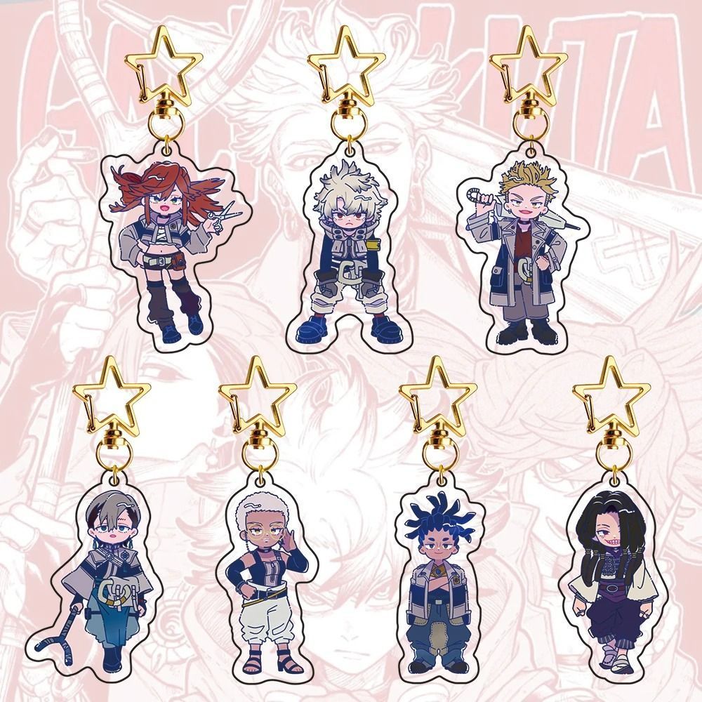 GACHIAKUTA อะนิเมะ KeyChain Rudo Surebrec Enjin Kiyoi Chiwa ผู้ชายพวงกุญแจสําหรับผู้หญิงรูปการ์ตูนอะ
