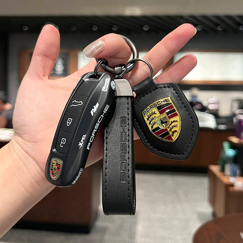 Porsche Black Black Black Peak Key Shell Cayenne macan พวงกุญแจ 718panamera911taycan Cool Pie