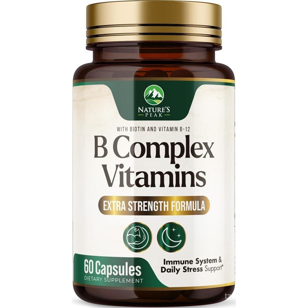 B Complex Vitamin - วิตามิน Super B พร้อมวิตามินซี & กรดโฟลิกสําหรับ Cellular Energy & Immune Suppor