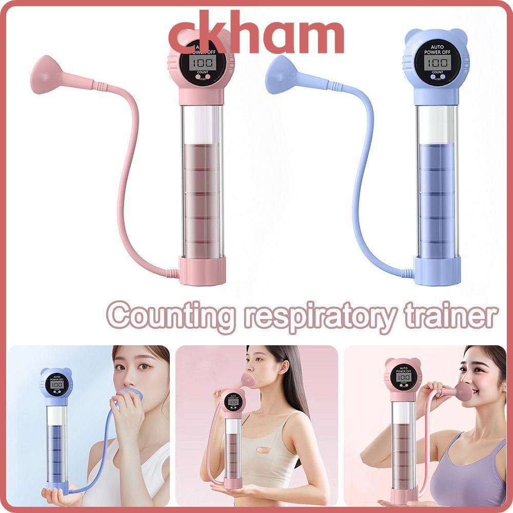 CKHAM Breathing Trainer,ปรับความต้านทานไดอะแฟรมหายใจดัมเบล,นับความจุปอด Expander ท้อง Breathing Core