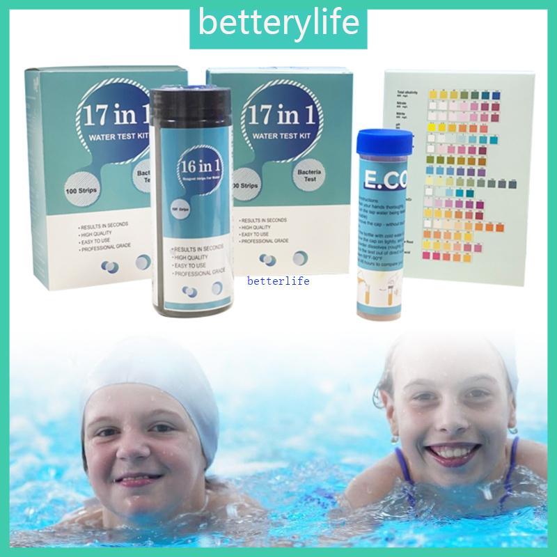 BTF 100 ชิ้นแถบทดสอบน้ํา 16-in-1 Aquarium แถบทดสอบคุณภาพน้ําสําหรับตรวจสอบ