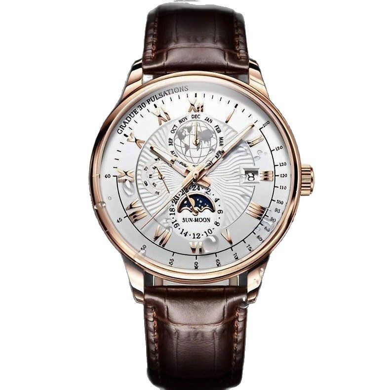 นาฬิกาผู้ชาย Swiss Ten Non-Mechanical นาฬิกาส่องสว่างเข็มขัดนาฬิกาควอตซ์ข้อมือควอตซ์
