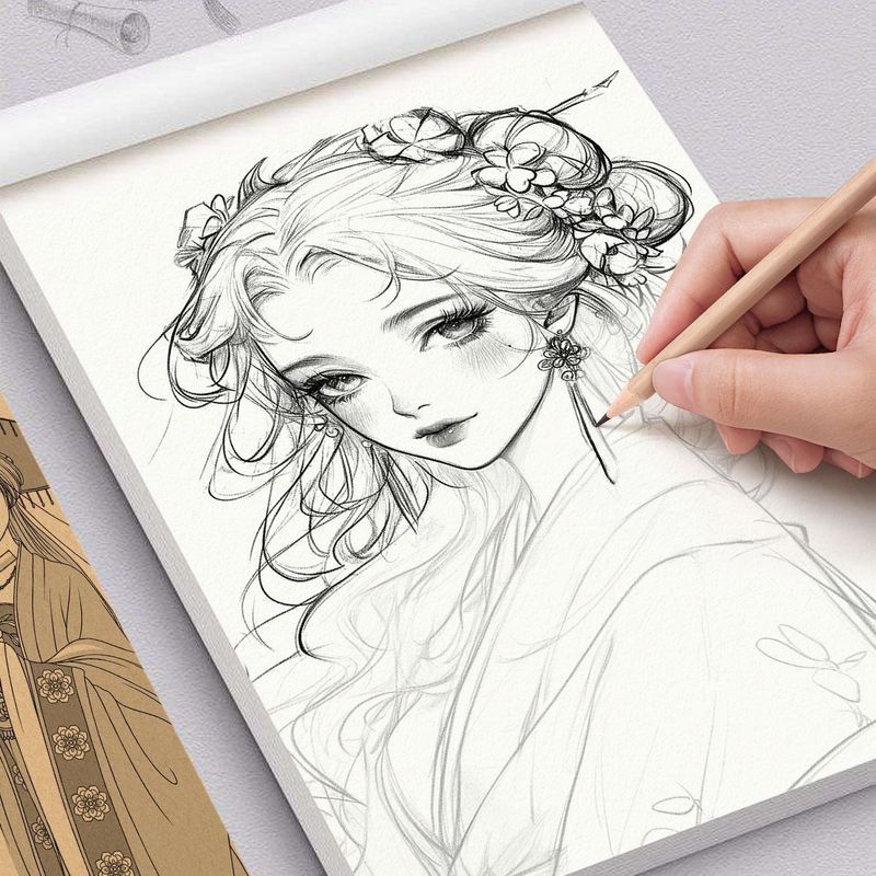 漫画基础入门美少年手绘儿童线描临摹动漫人* 物素描零基础图画Drawing, drawing, line drawing, copying, picture book, girl sketching,