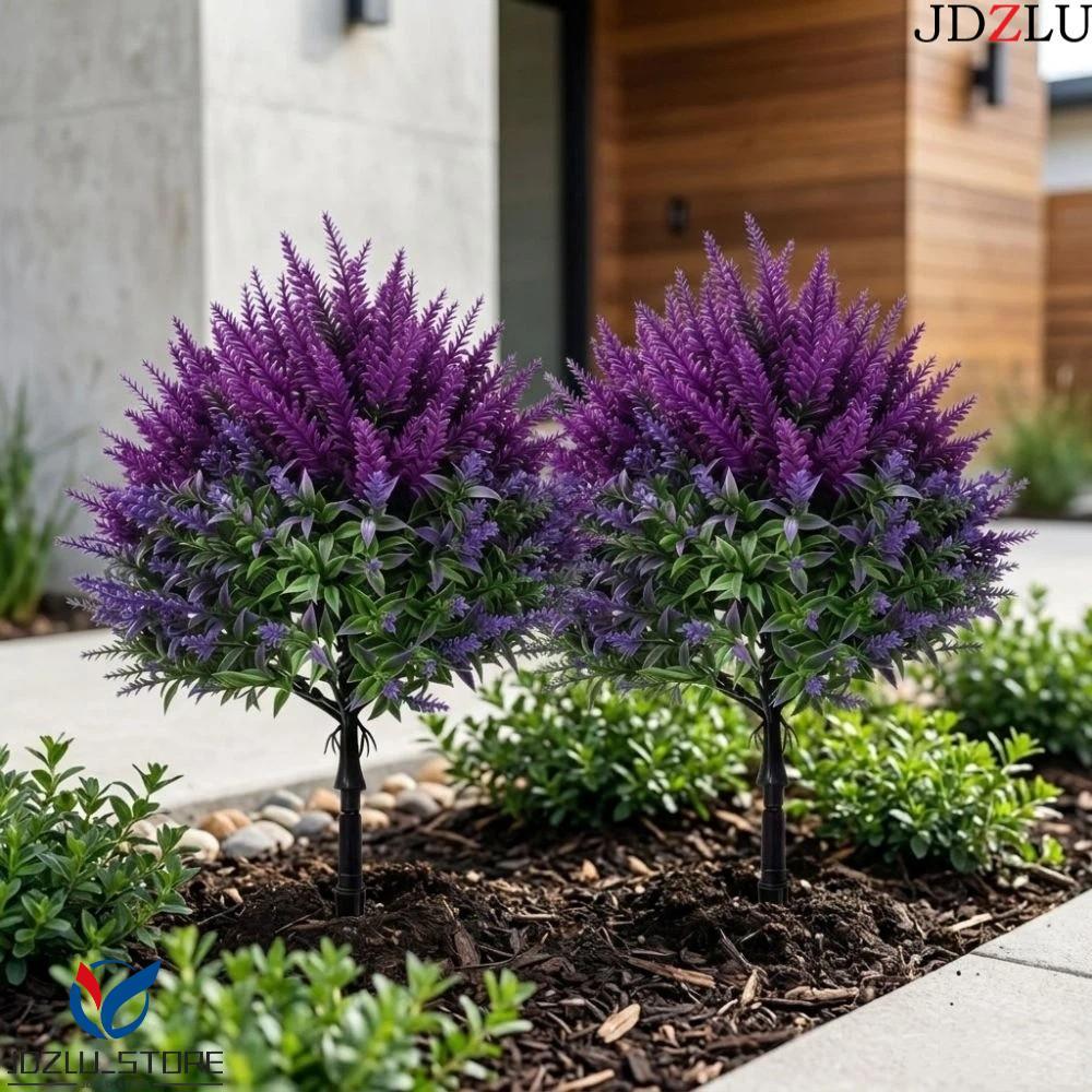 JDZLU Faux Lavender Ground Stake, UV ทน Fade Proof ประดิษฐ์ Spike Lavender พืช, Low-Maintenance ที่ส