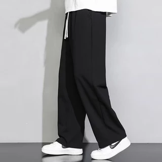 MEFEEE กางเกงวอร์มขากว้างทรงหลวม Unisex กางเกงกีฬาอเนกประสงค์สีดําสีเทา