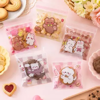 ถุงแพ็คขนม 14×14+3 ซม. 100 ใบ ถุงคุกกี้ใส ปากกาวในตัว ลายการ์ตูนน่ารัก ถุงเบเกอรี่ ใส่ขนม ของชำร่วย งาน DIY พร้อมส่ง COD