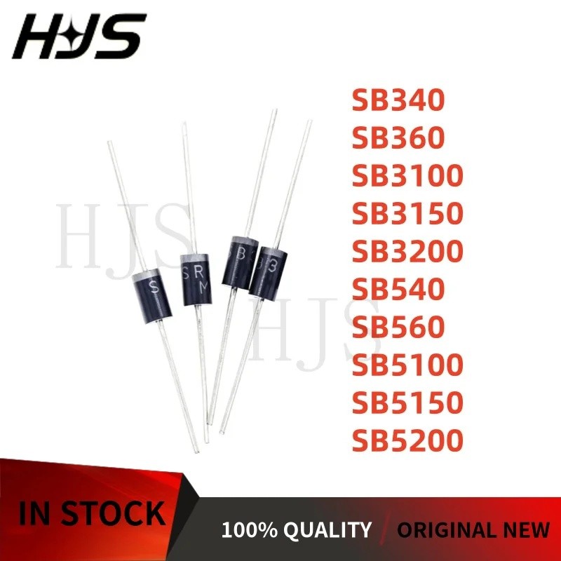 10PCS SB5150 SB5100 SB3150 SB360 SB340 SB3100 SB5200 SB3200 SB540 SB560 DO-27 Schottky Rectifier Dio