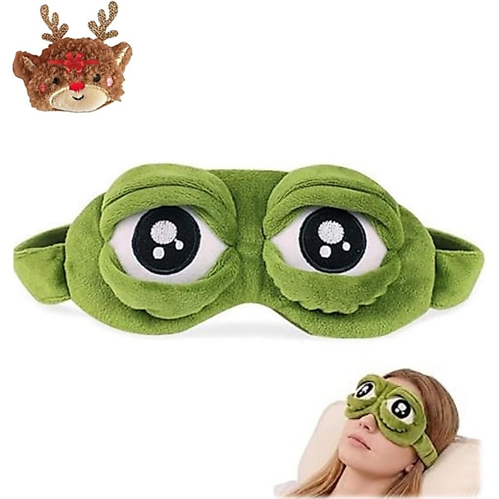 3DFrogMask, Fun Frog Eye Mask Plush Shading Travel Eye SuperSt, Adjustable Eye Shading Mask, เหมาะสํ