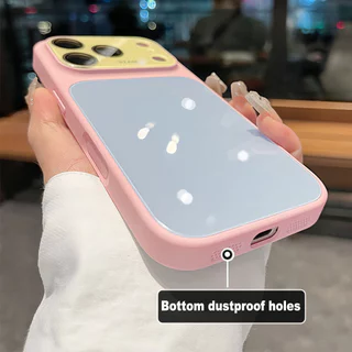 เคสโทรศัพท์หน้าต่างขนาดใหญ่สีตัดกัน Dopamine สไตล์ใหม่สําหรับ iPhone 17 Pro Max 16 15 14 13 Pro Max ครอบคลุมเต็มรูปแบบกันกระแทกฝาหลัง