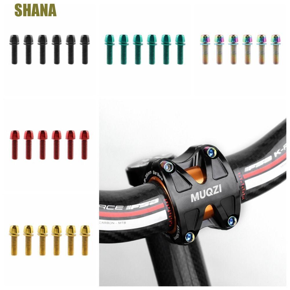 SHANA 6 ชิ้น/เซ็ตสกรูแฮนด์จักรยาน,สแตนเลส M5 * 17 มม.ที่จับจักรยานในสลักเกลียว,สลักเกลียวก้านจักรยานที่มีสีสันไทเทเนียม-ชุบ Fix Bolt ดิสก์เบรก Caliper Bolt พับ